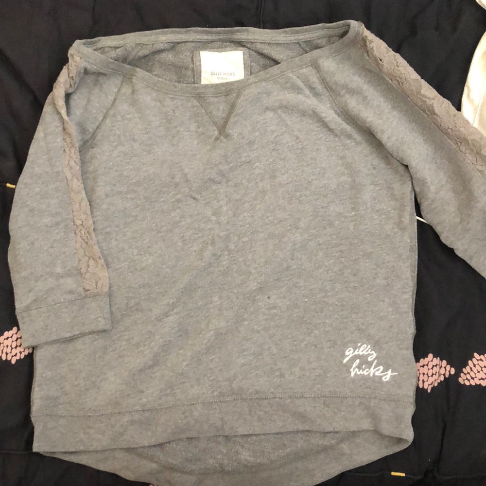 Gillyhicks off the shoulder gray top